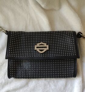 Harley-Davidson Black Leather Crossbody with Silver Studs